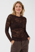 Cream CRPitia java brown lace blouse at OSO Boutique