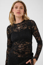 Cream CRPitia pitch black lace blouse at OSO Boutique