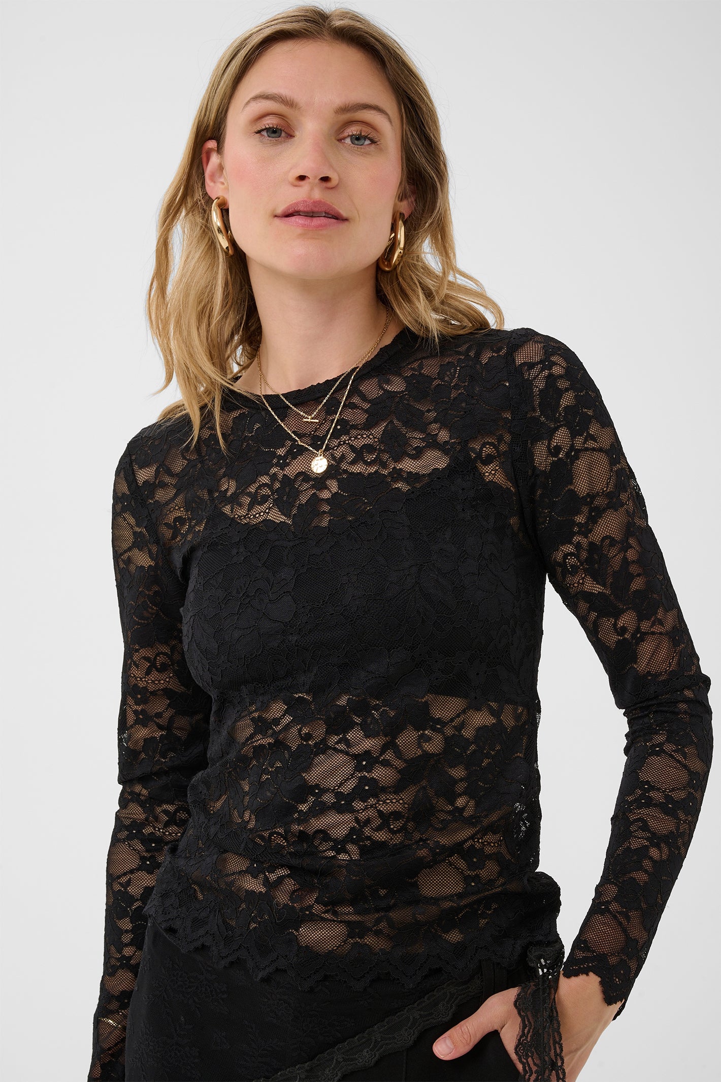 Cream CRPitia pitch black lace blouse at OSO Boutique