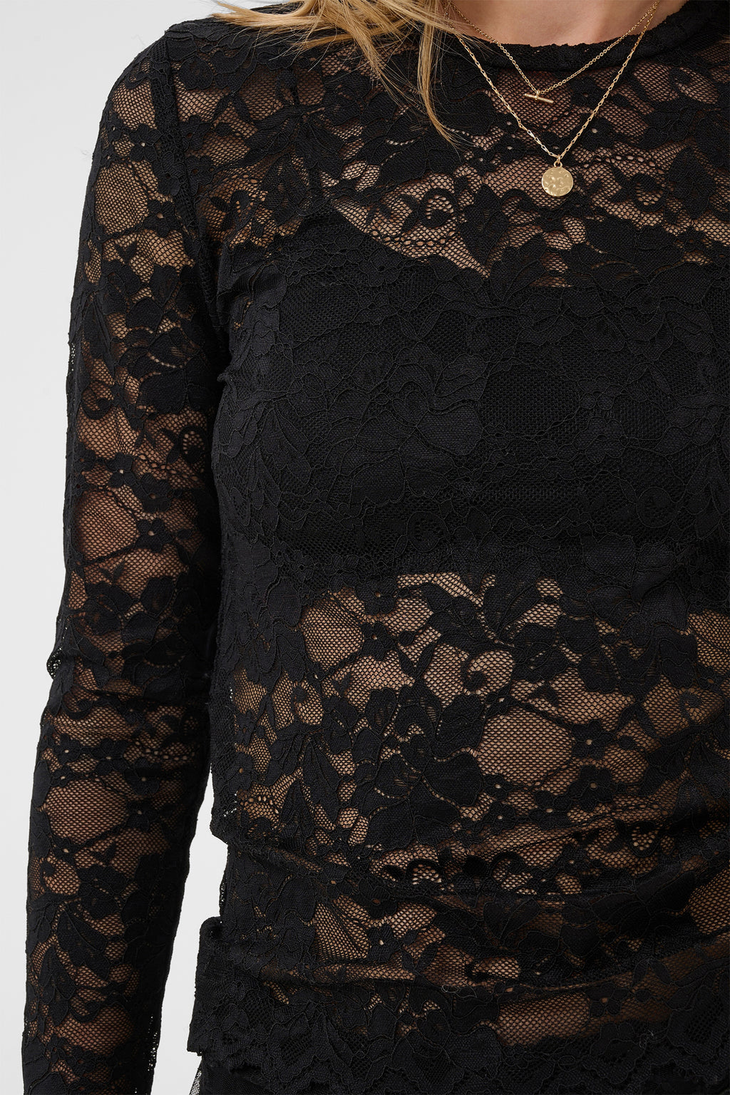 Cream CRPitia pitch black lace blouse at OSO Boutique