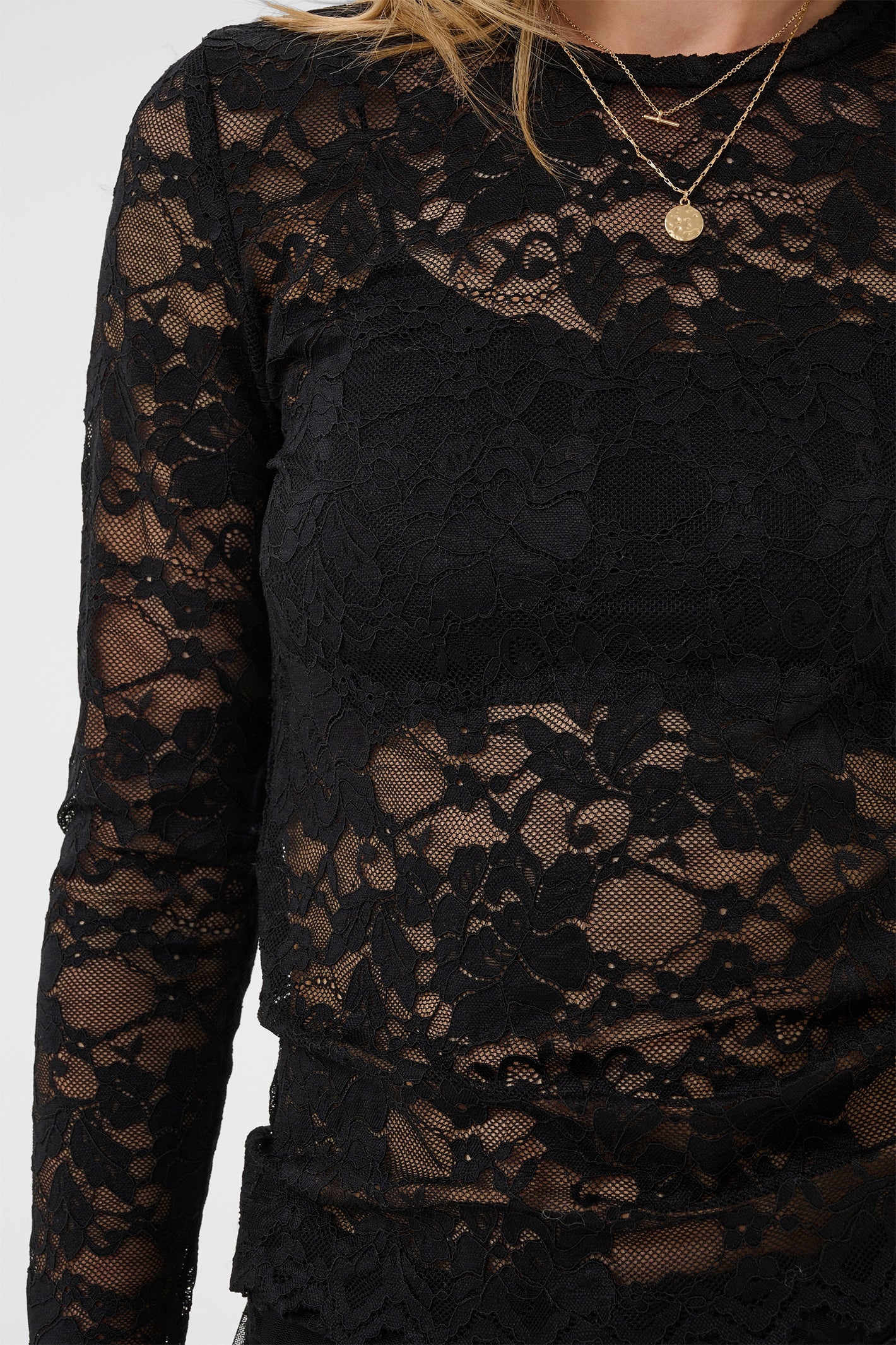 Cream CRPitia pitch black lace blouse at OSO Boutique