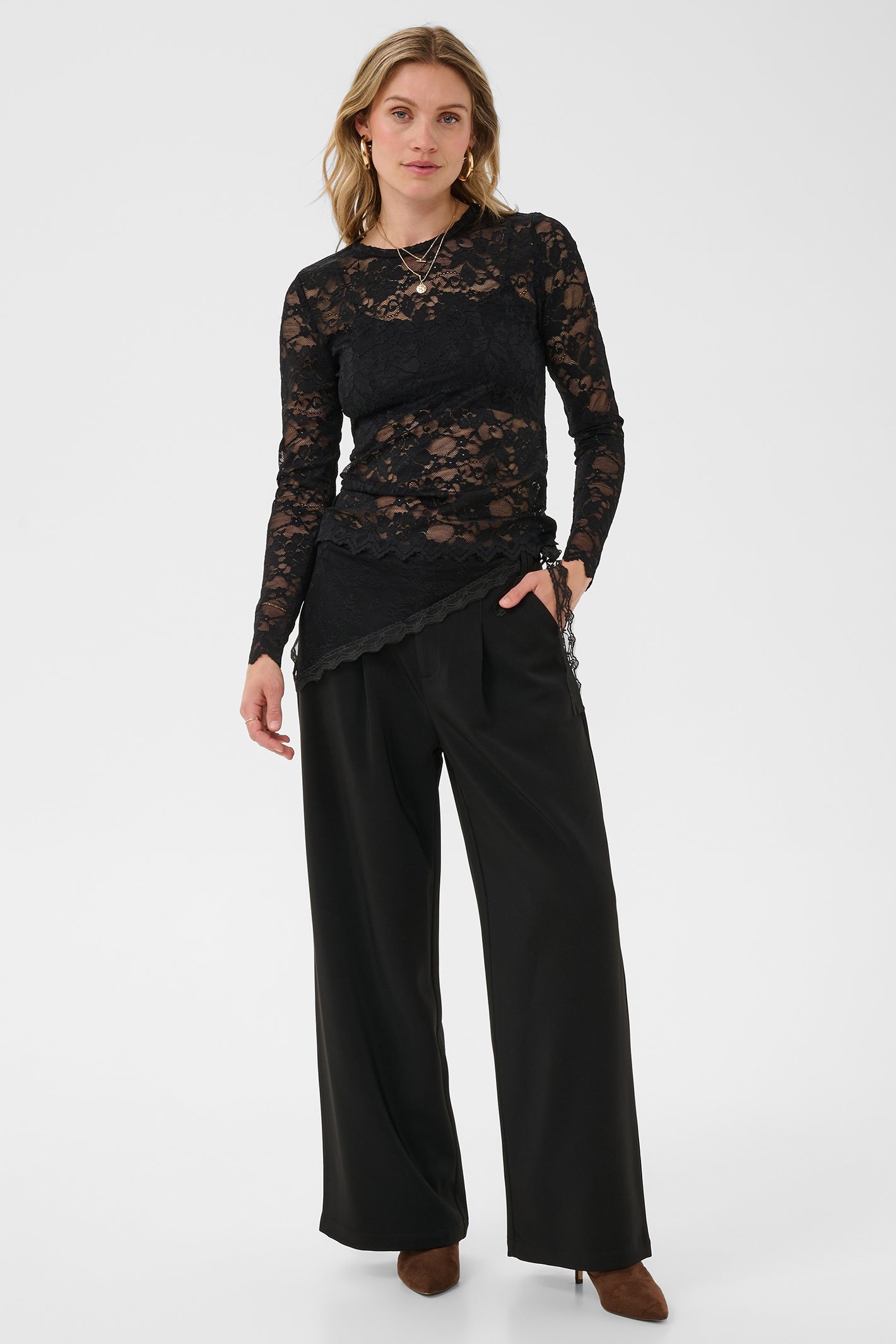 Cream CRPitia pitch black lace blouse at OSO Boutique