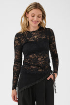 Cream CRPitia pitch black lace blouse at OSO Boutique