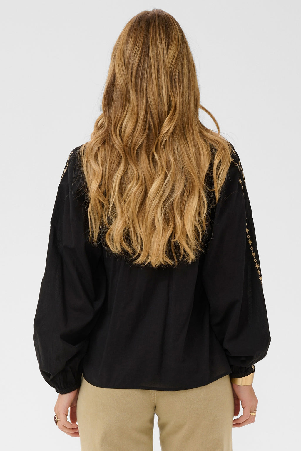 Cream CRReno pitch black embroidered blouse at OSO Boutique