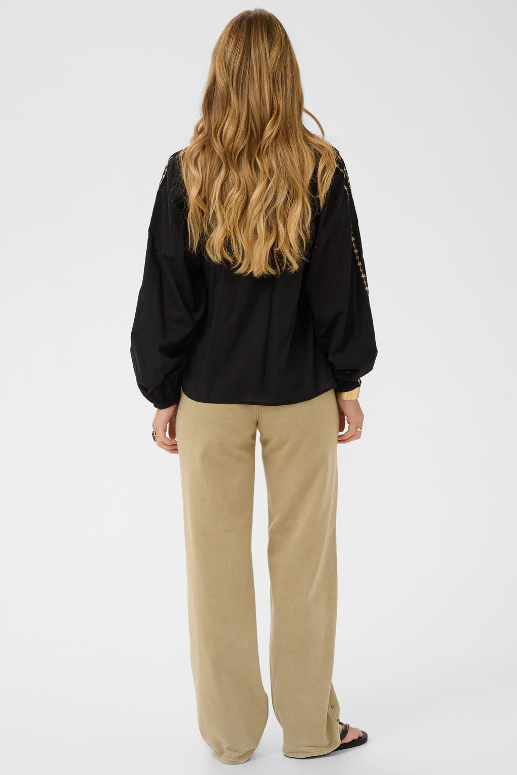 Cream CRReno pitch black embroidered blouse at OSO Boutique
