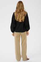Cream CRReno pitch black embroidered blouse at OSO Boutique