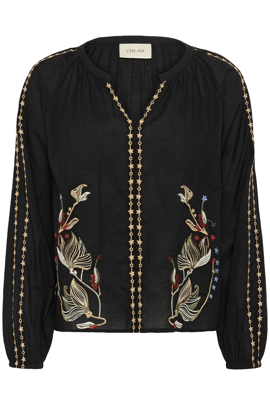 Cream CRReno pitch black embroidered blouse at OSO Boutique
