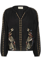 Cream CRReno pitch black embroidered blouse at OSO Boutique