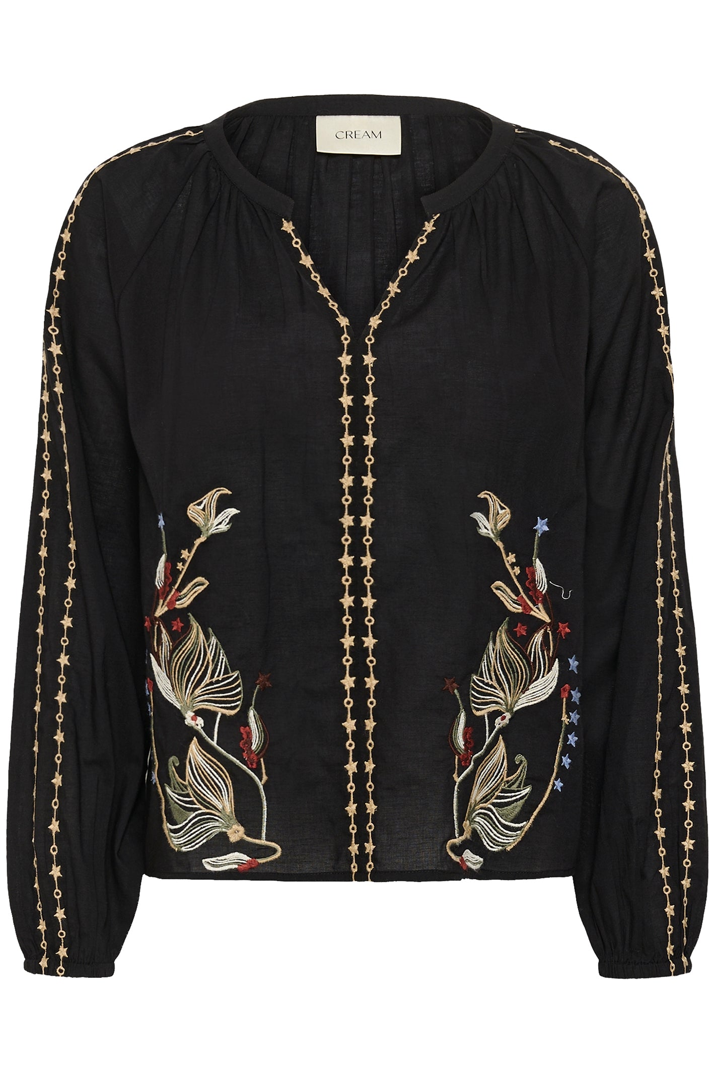 Cream CRReno pitch black embroidered blouse at OSO Boutique