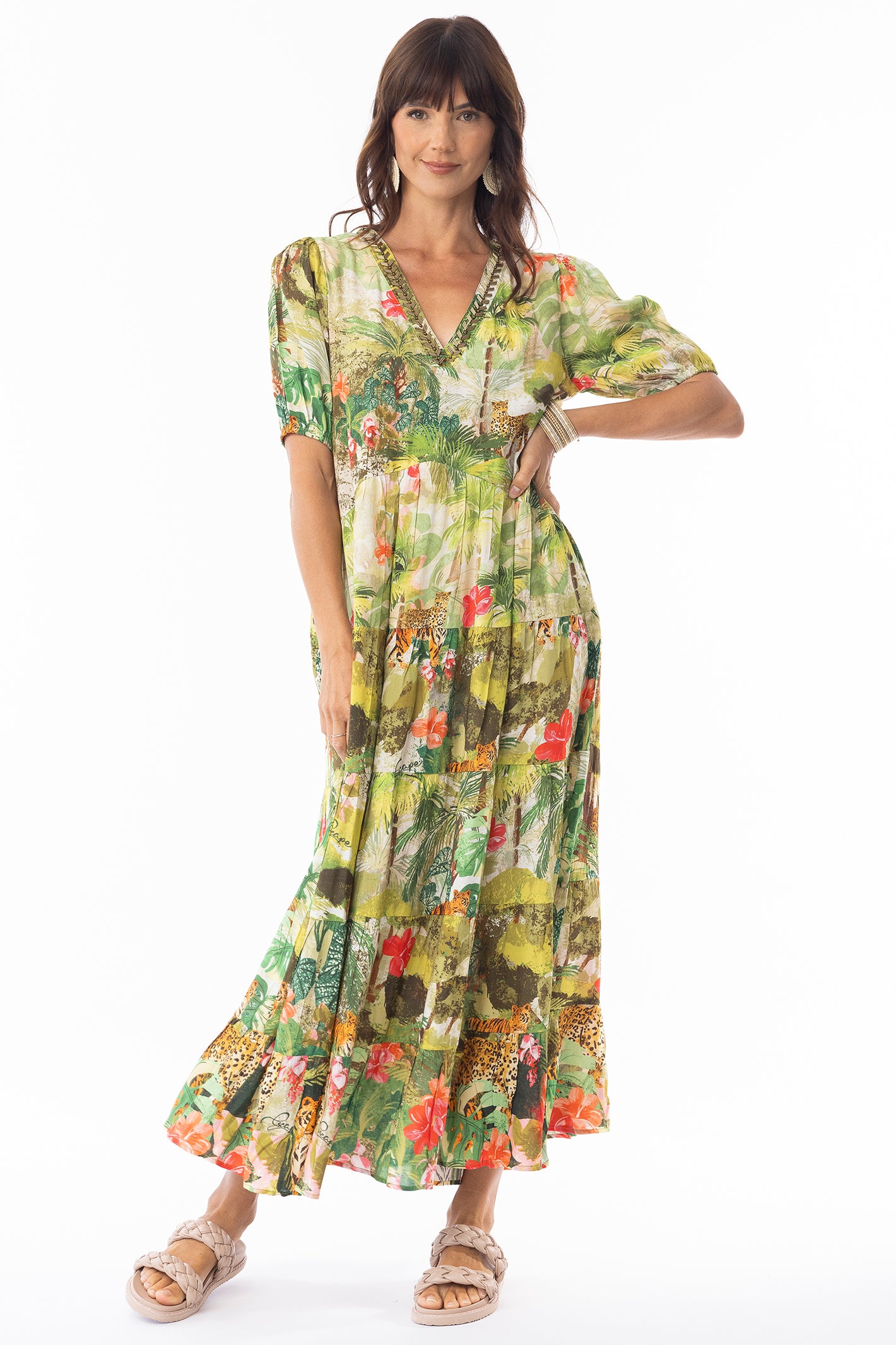 Escape 10049 Cecilia Print Layers Maxi Dress