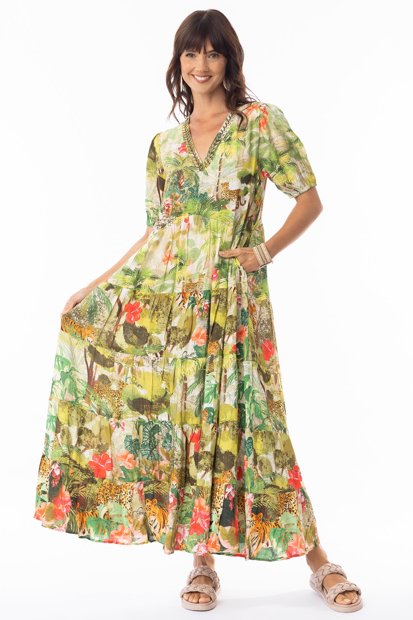 Escape 10049 Cecilia Print Layers Maxi Dress