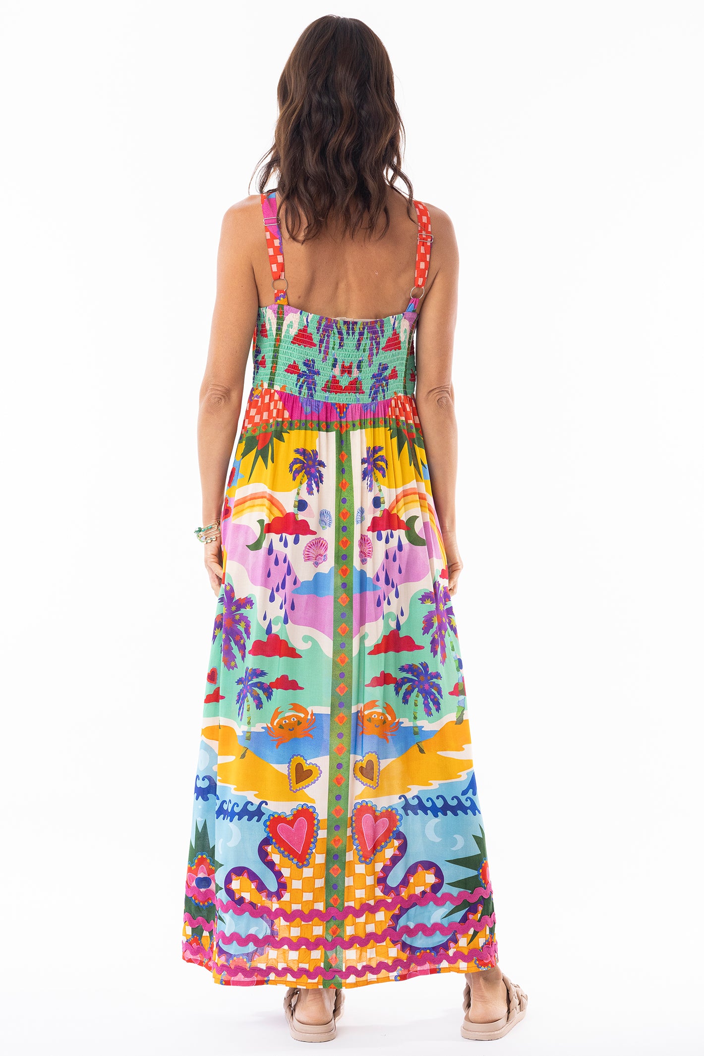 Escape 30127 Briana Strappy Tropical Print Dress