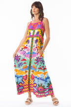 Escape 30127 Briana Strappy Tropical Print Dress