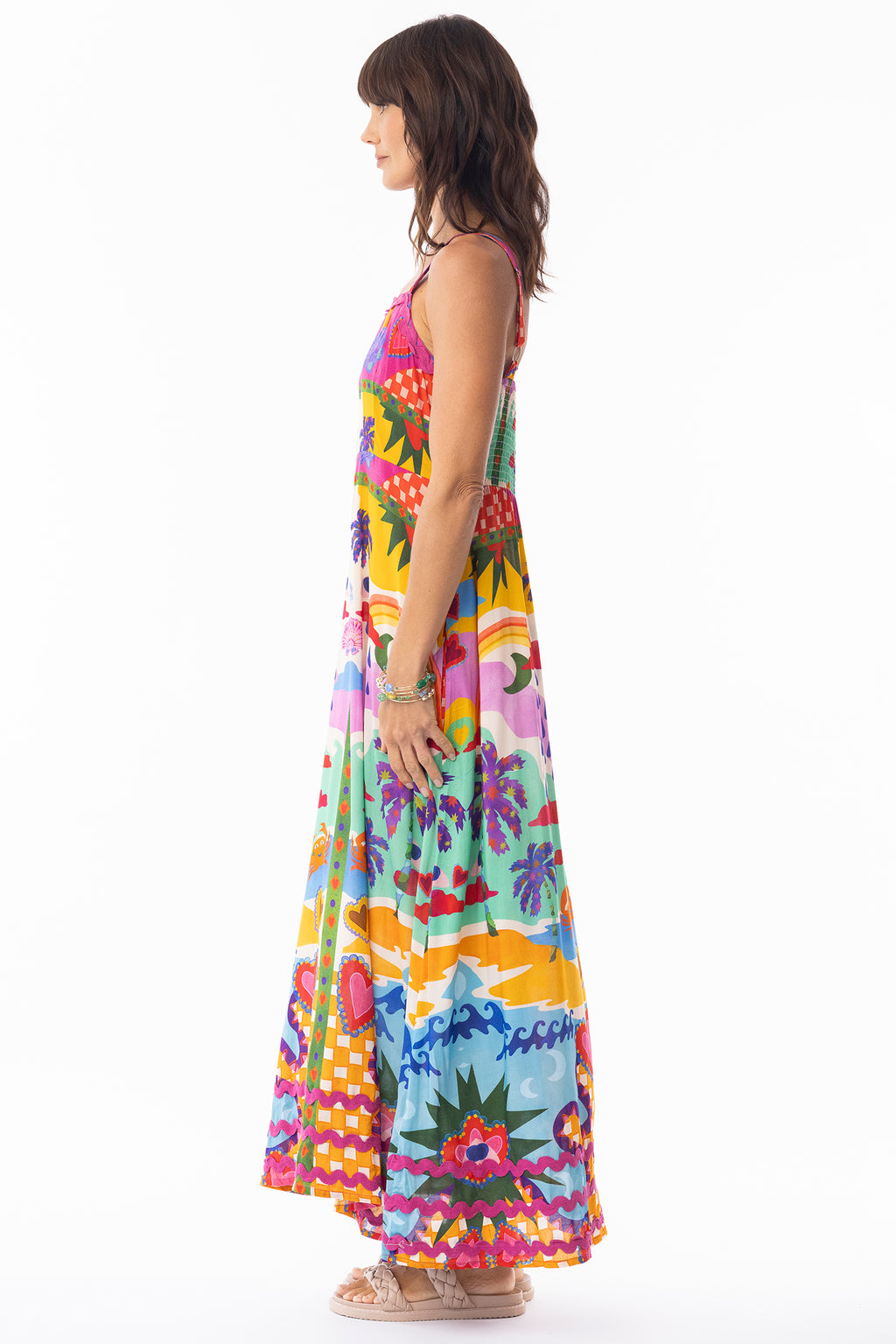 Escape 30127 Briana Strappy Tropical Print Dress