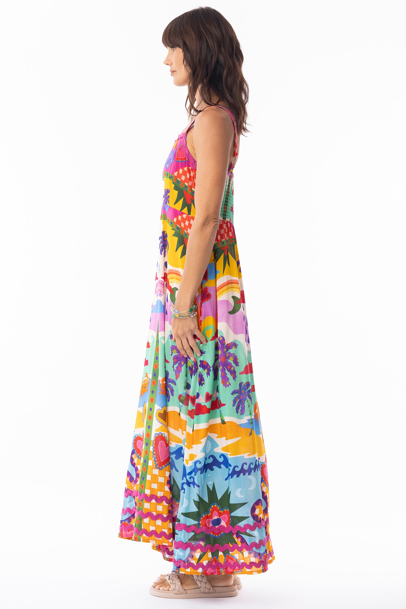 Escape 30127 Briana Strappy Tropical Print Dress