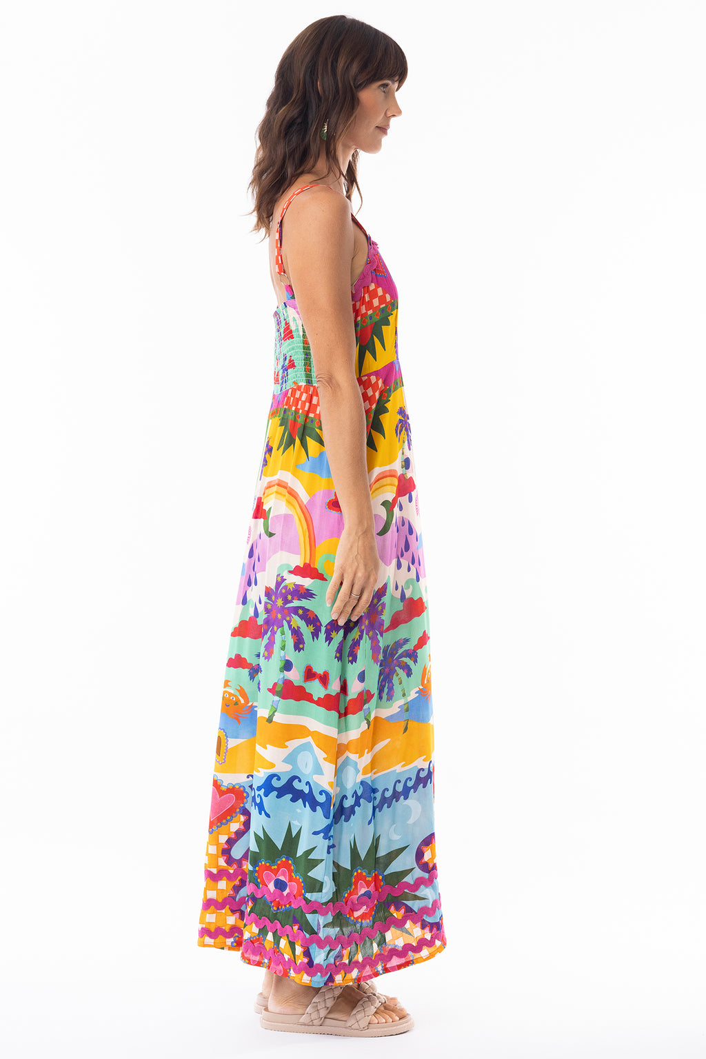 Escape 30127 Briana Strappy Tropical Print Dress