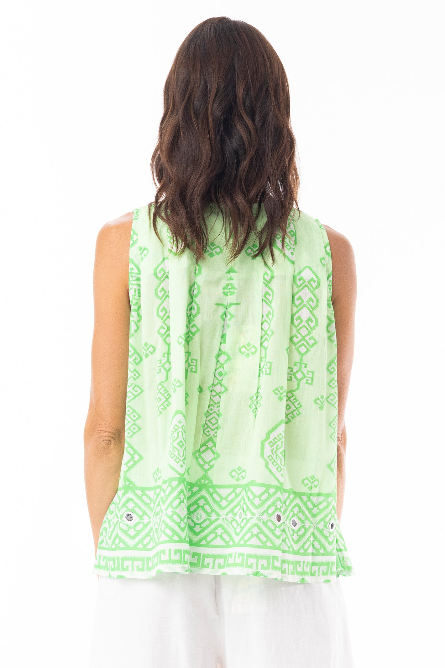 Escape 42162 Carla Green Ikat Print Camisole Top