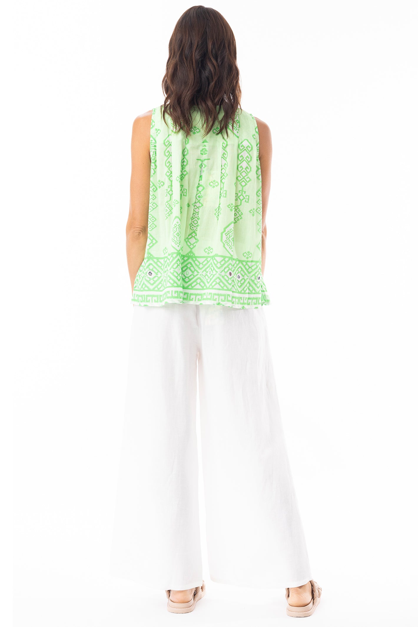 Escape 42162 Carla Green Ikat Print Camisole Top