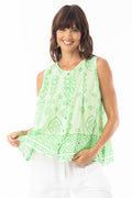 Escape 42162 Carla Green Ikat Print Camisole Top