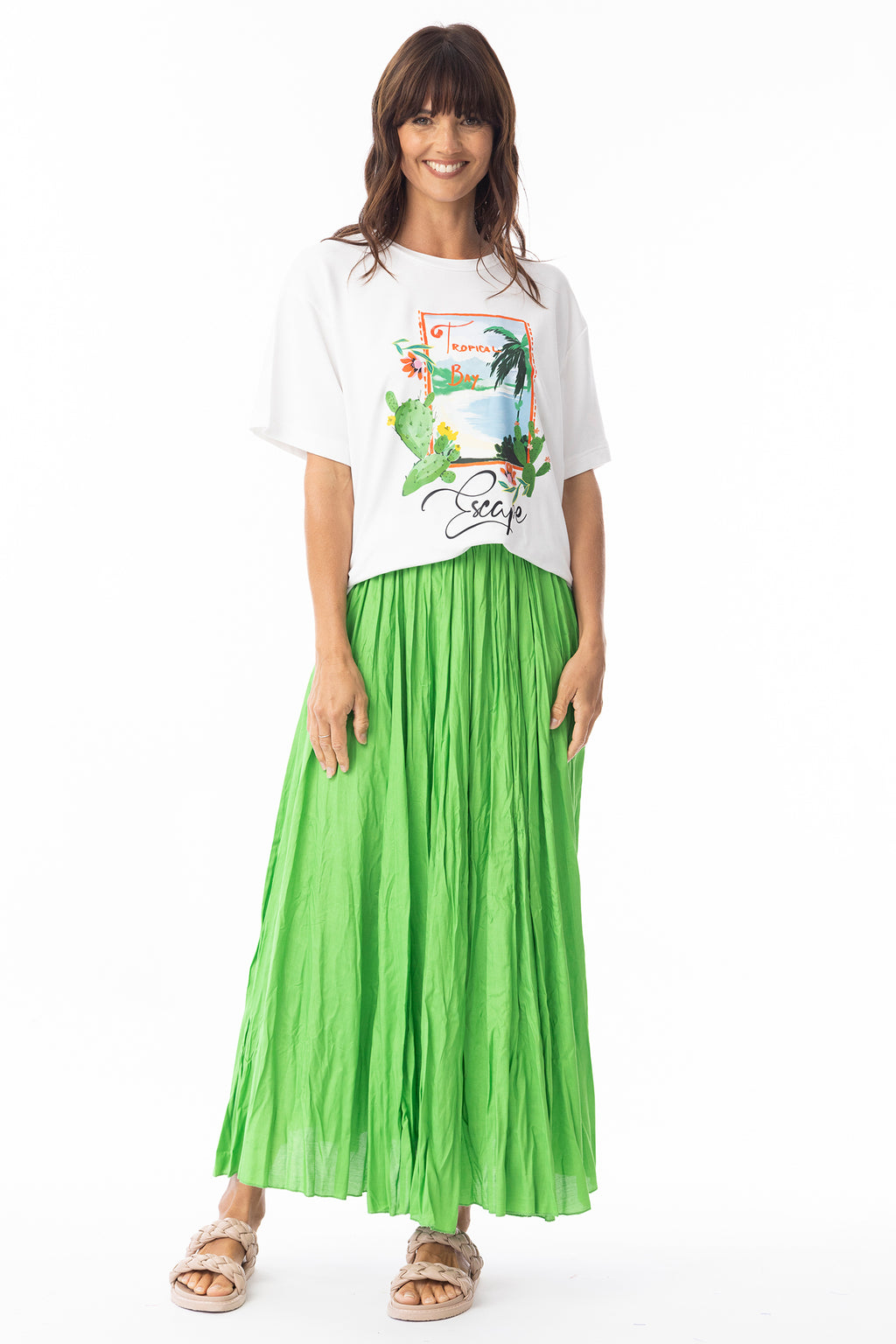Escape 62751 White Tropical Bay Motif T-Shirt