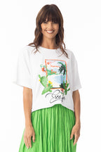 Escape 62751 White Tropical Bay Motif T-Shirt