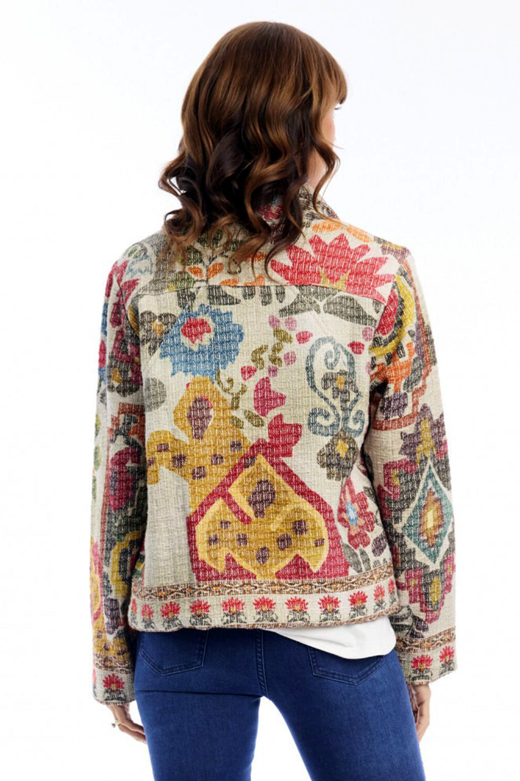 Escape Chateau Eza Multicolour Print Jacket 32502, back view