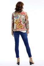 Escape Chateau Eza Multicolour Print Jacket 32502, back full length