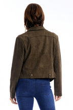 Escape Olive Green Biker Jacket 82241, back view