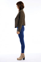 Escape Olive Green Biker Jacket 82241, side view