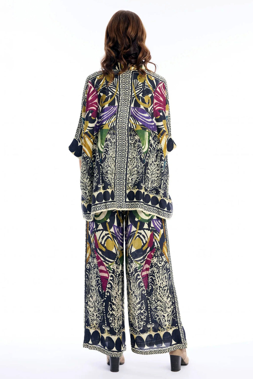 Escape Tenerife Multicolour Print Oversized Shirt 42213, back full length