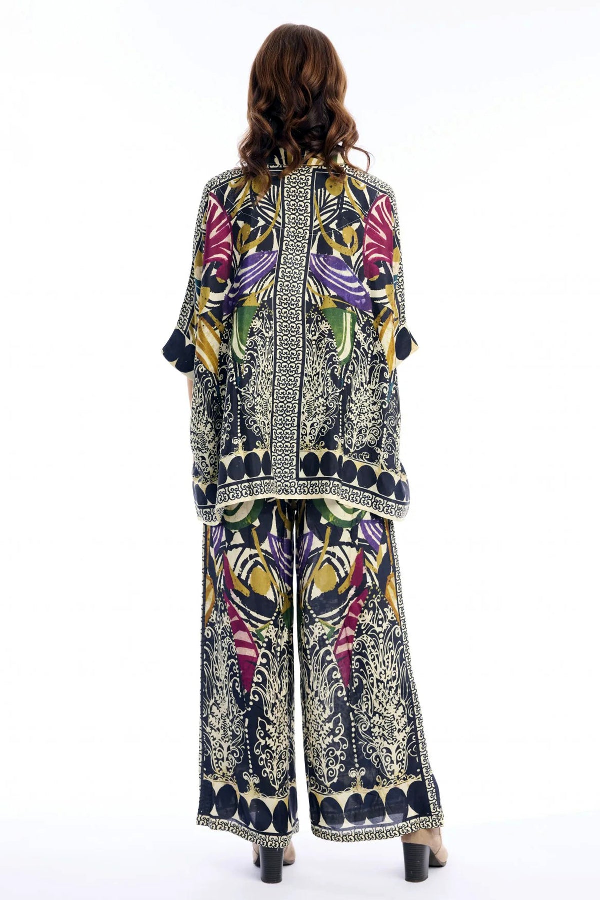 Escape Tenerife Multicolour Print Oversized Shirt 42213, back full length