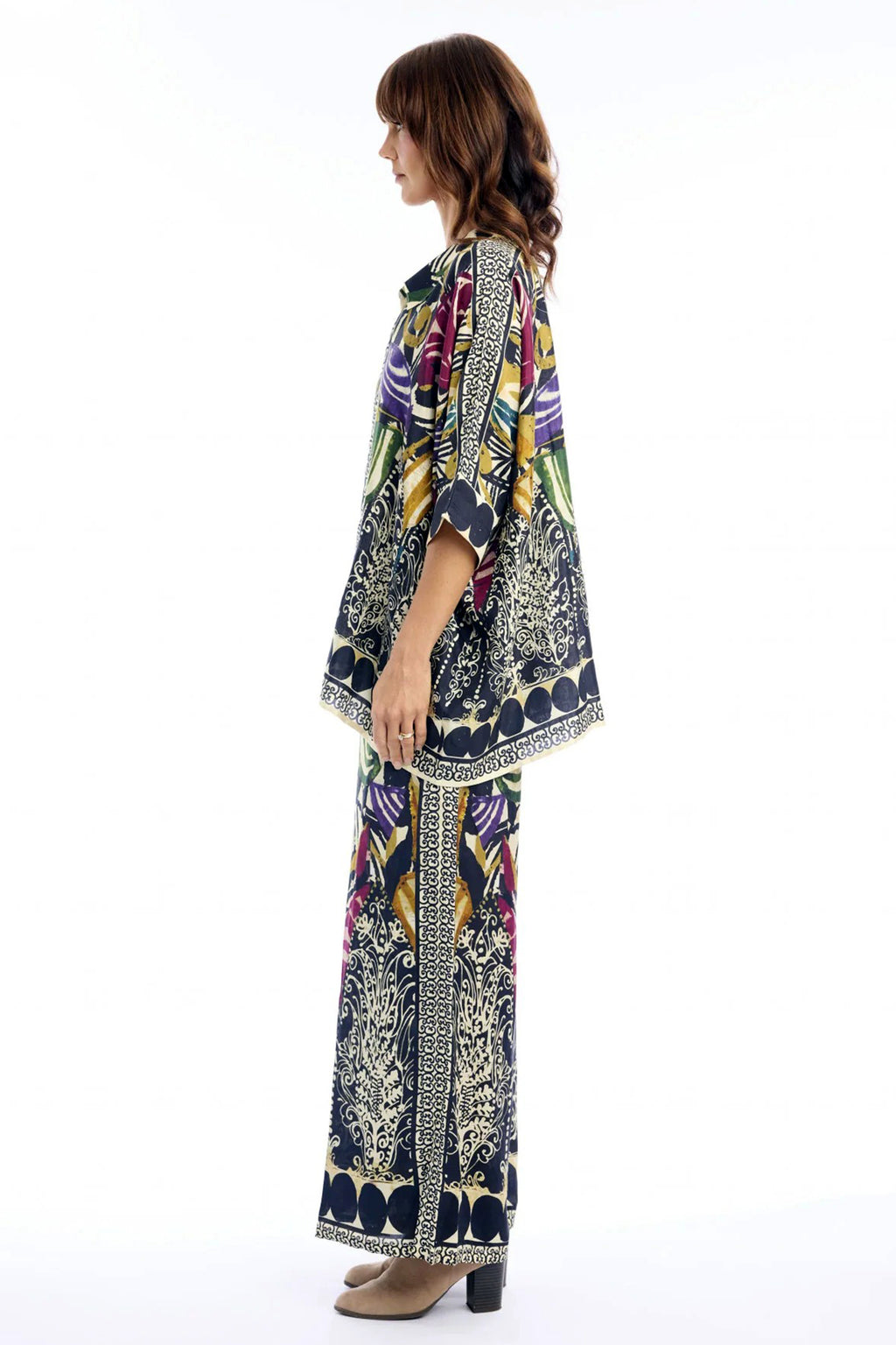 Escape Tenerife Multicolour Print Oversized Shirt 42213, side view