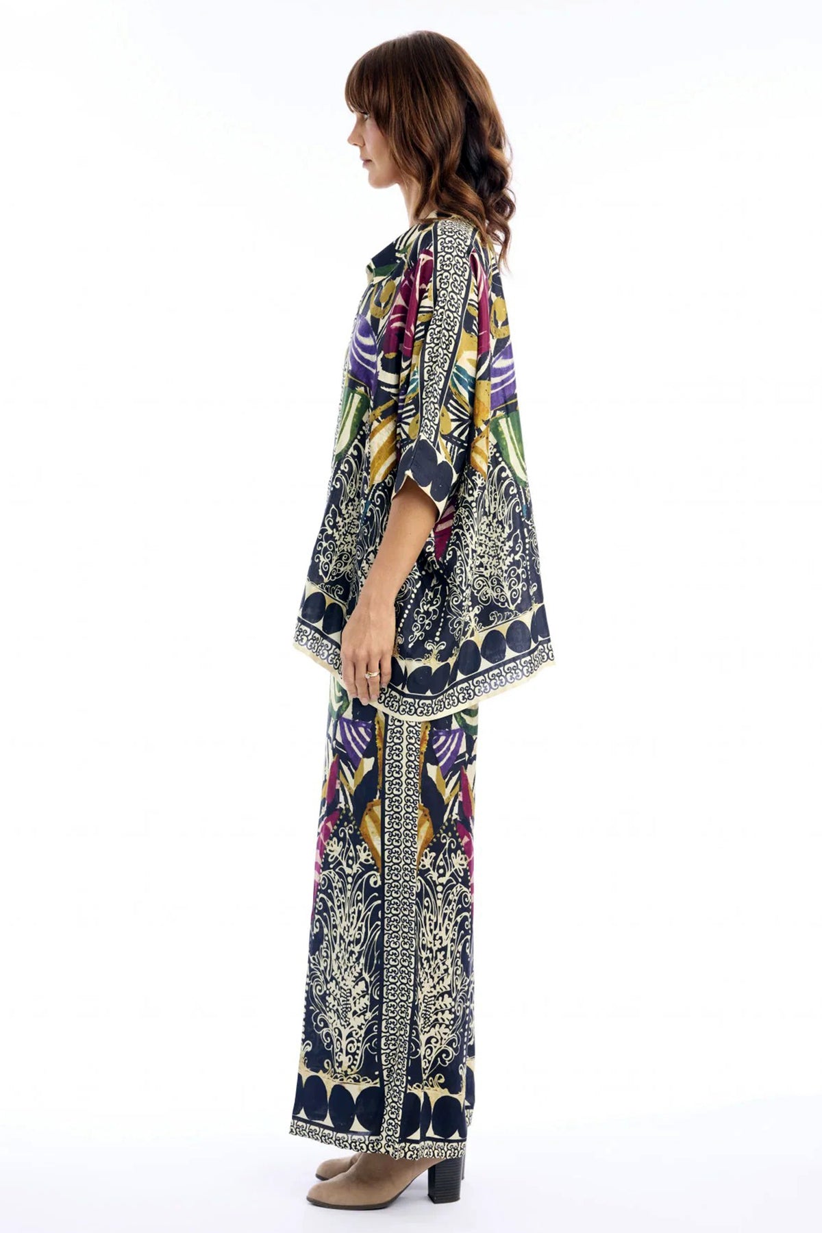 Escape Tenerife Multicolour Print Oversized Shirt 42213, side view