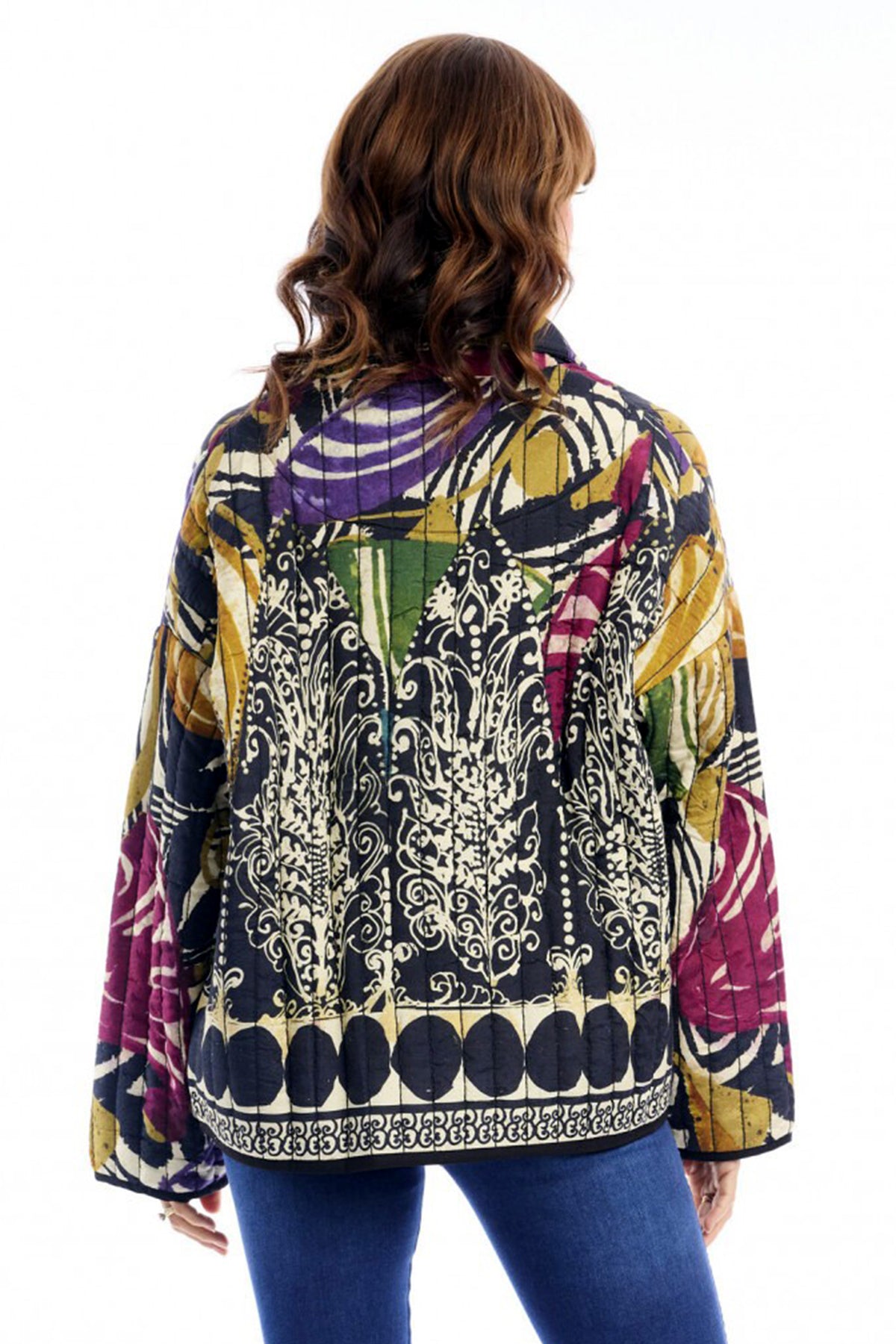 Escape Tenerife Multicolour Print Quilted Jacket 42214, back view