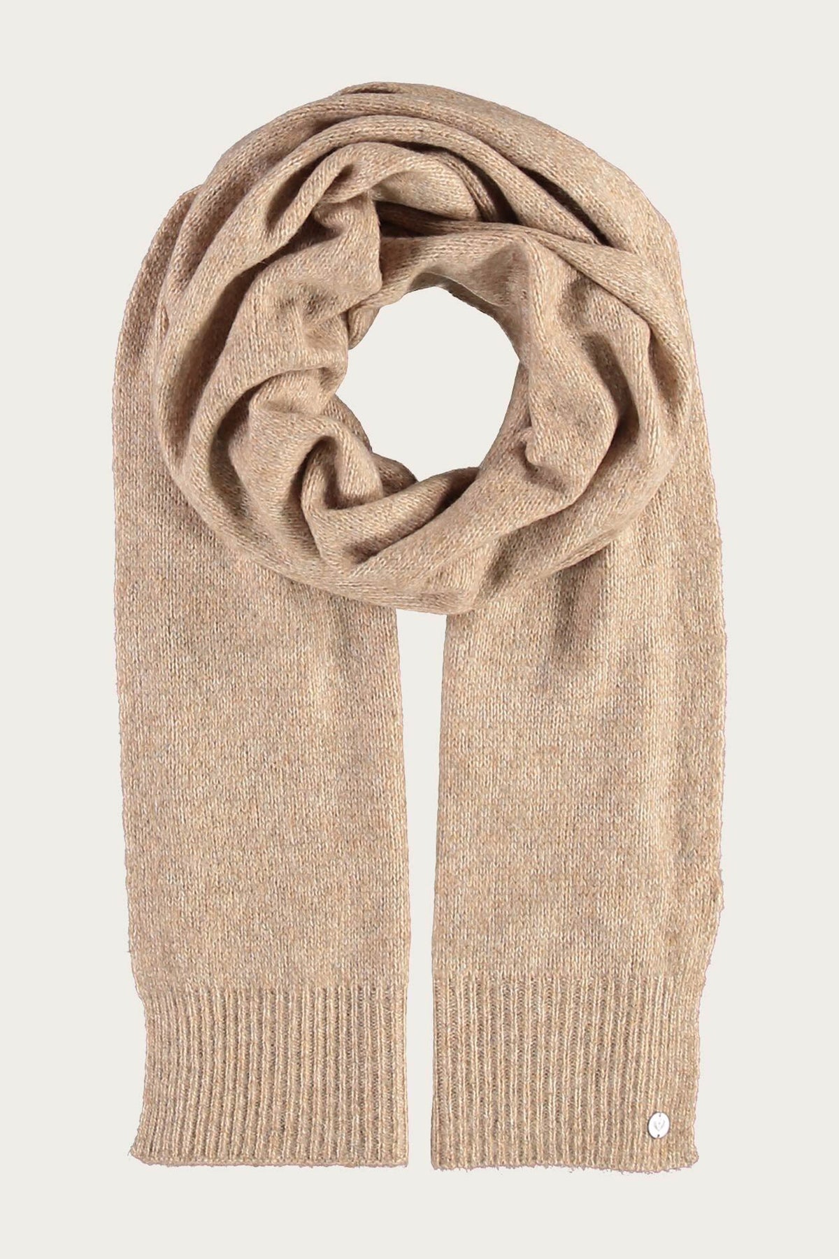 Fraas Camel Beige Knitted Scarf 667062-180, front view