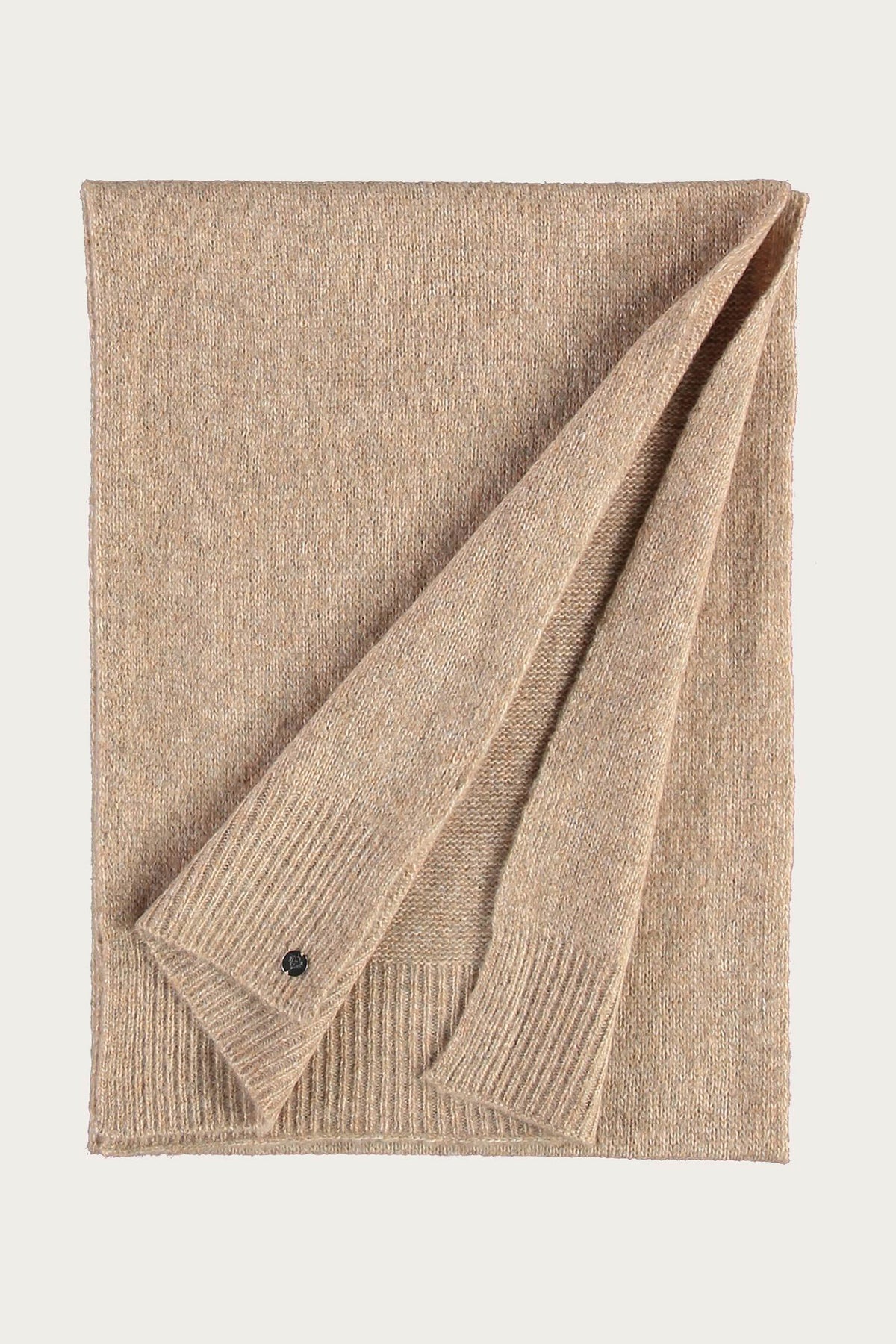 Fraas Camel Beige Knitted Scarf 667062-180, folded view