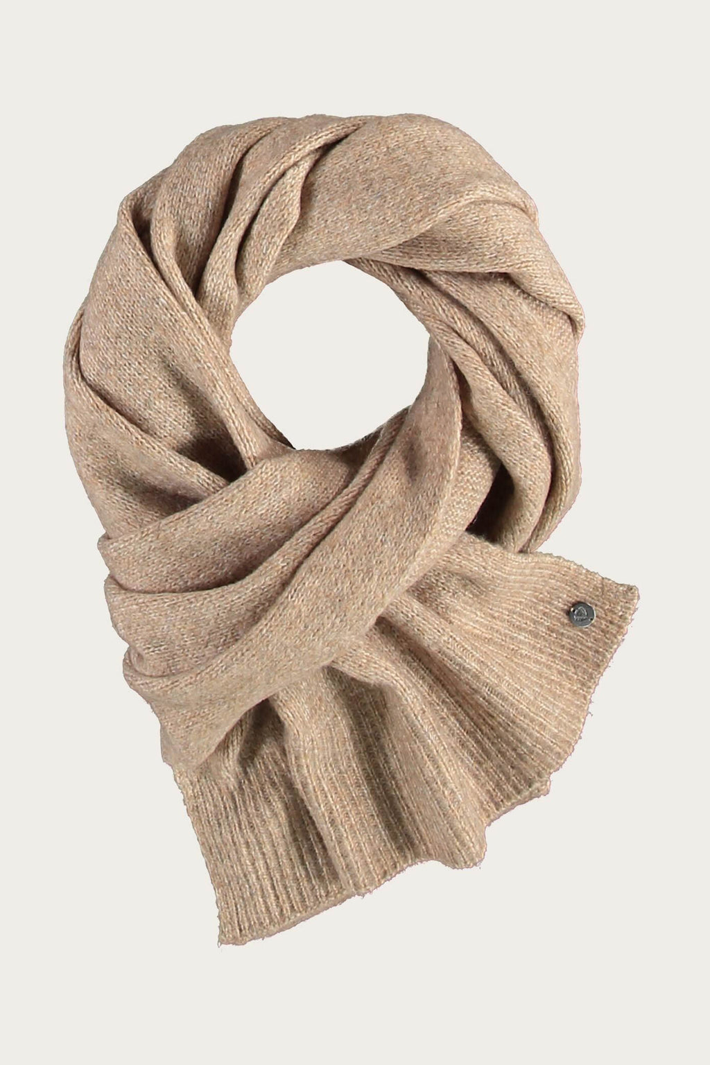 Fraas Camel Beige Knitted Scarf 667062-180, fabric detail
