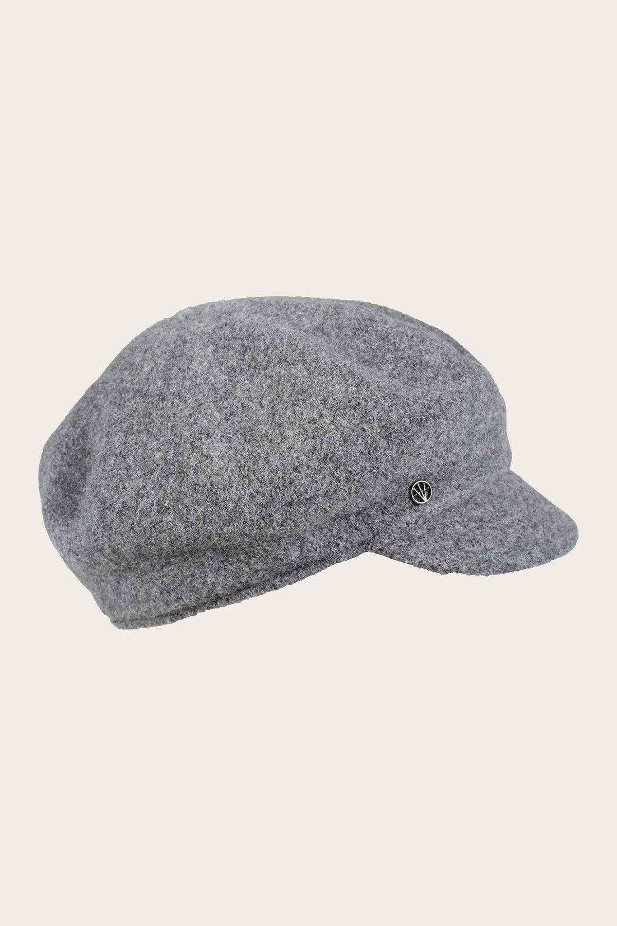 Fraas Charcoal Grey Wool Baker Boy Cap 679008-980, three-quarter view