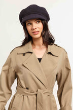 Fraas Dark Navy Wool Baker Boy Cap 679008-570, worn by model full length