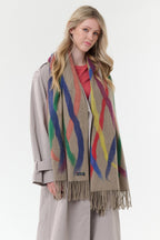 Fraas Frappé Multicolour Brushstroke Wrap 623560-866, worn by model full length