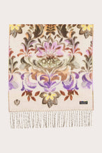 Fraas Marshmallow Multicolour Floral Scarf 620015-025, flat view showing full print