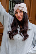 Fraas Pale Rose Pink Knitted Headband 667057-430, worn by model