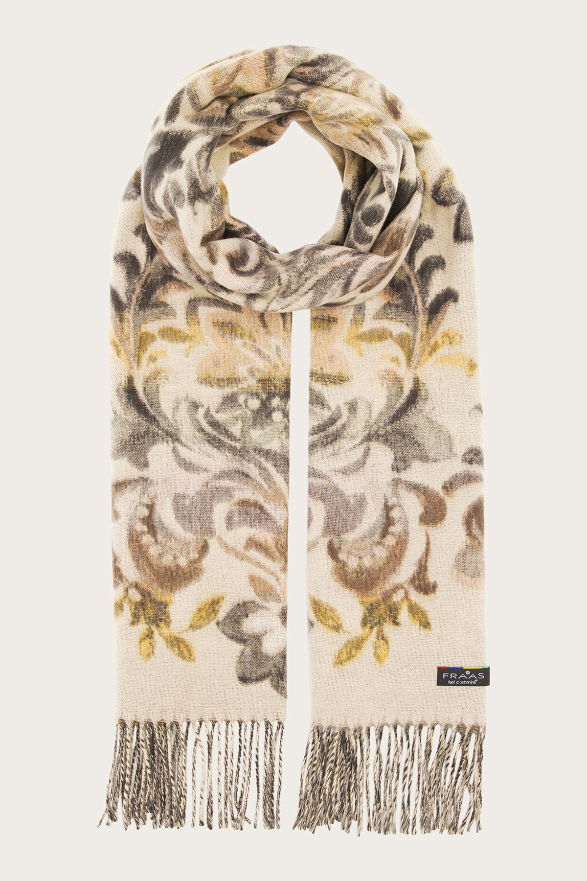 Fraas Soft Beige Floral Scarf 620015-172, front view
