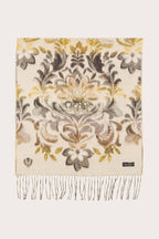 Fraas Soft Beige Floral Scarf 620015-172, flat view showing full print