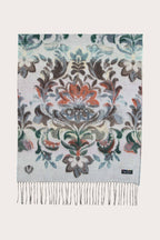 Fraas Zen Blue Floral Scarf 620015-501, flat view showing full print