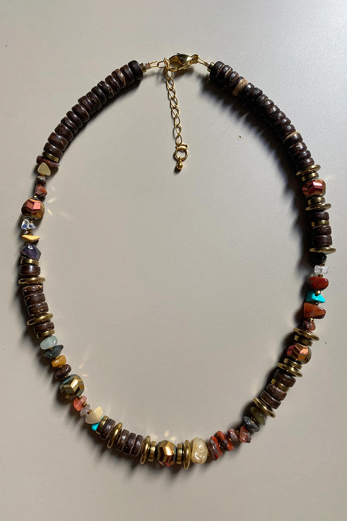 Gist Jewellery FRT08 Brown Coconut Gold Plated Hematite 18" Necklace