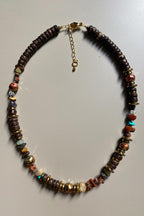 Gist Jewellery FRT08 Brown Coconut Gold Plated Hematite 18" Necklace