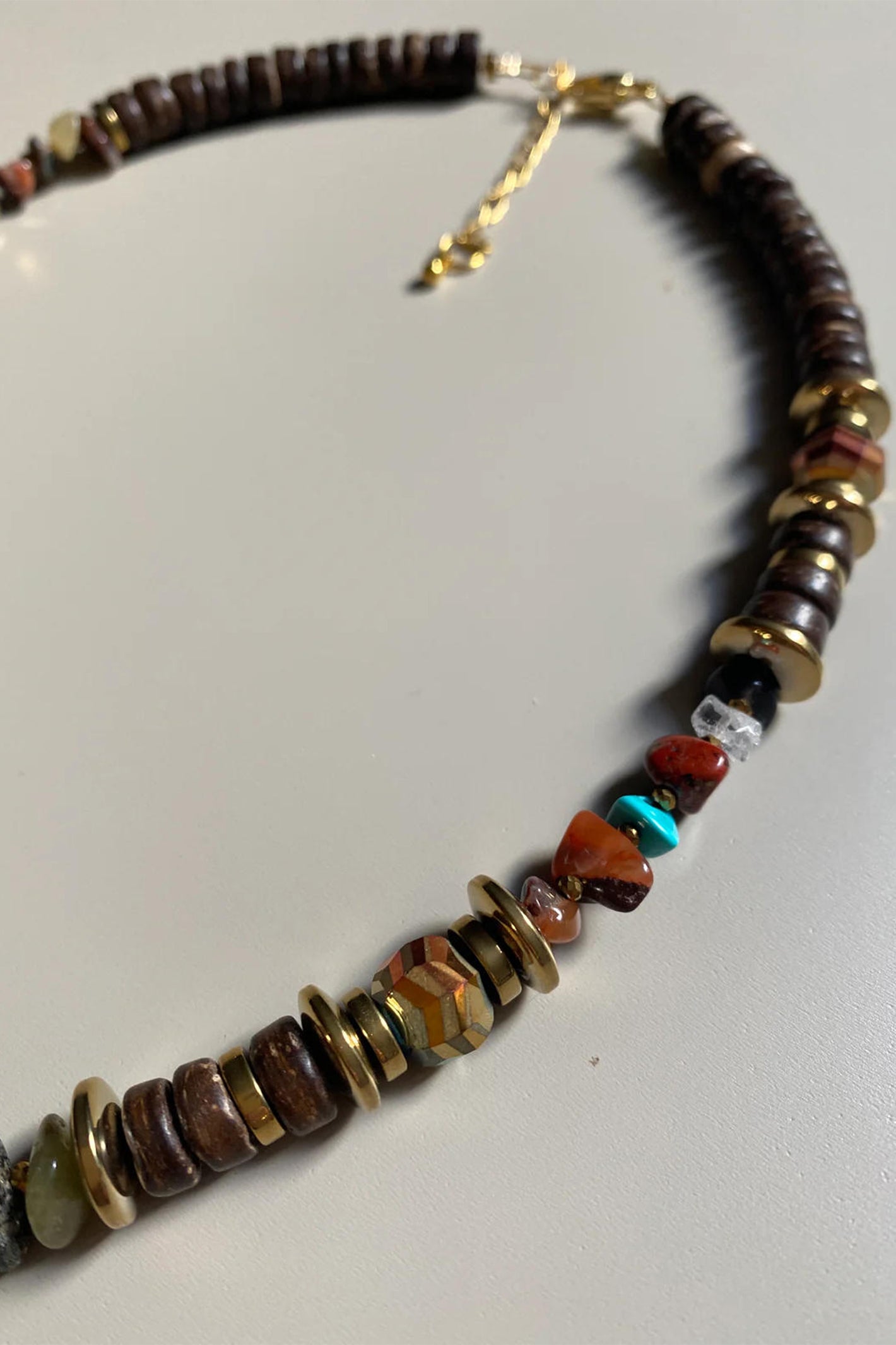 Gist Jewellery FRT08 Brown Coconut Gold Plated Hematite 18" Necklace