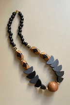 Gist Jewellery MRL03 Hematite Painted Wood & Acrylic Statement Necklace