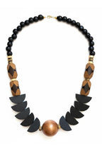 Gist Jewellery MRL03 Hematite Painted Wood & Acrylic Statement Necklace